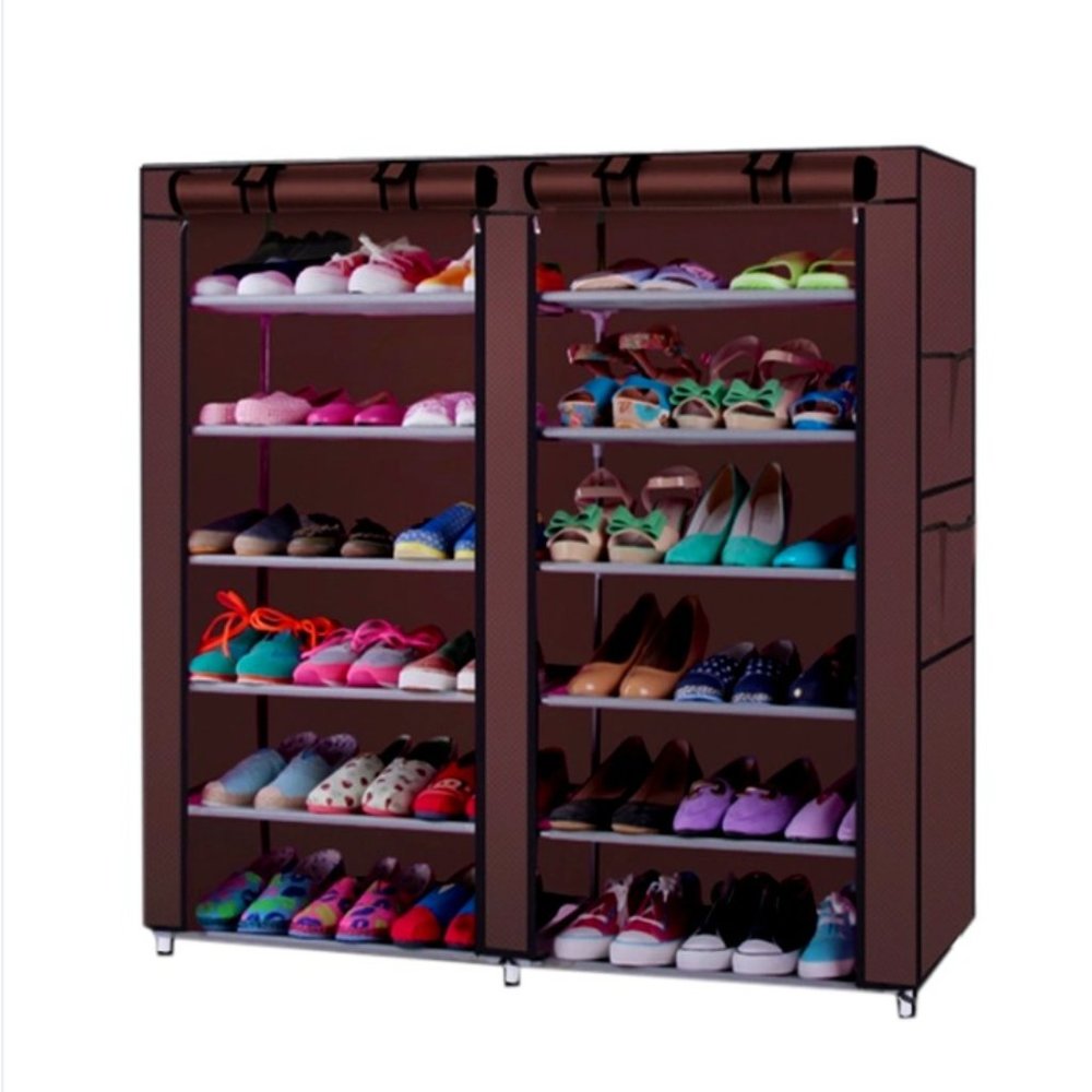 6-Row 2-Line 12 Lattices Non-Woven Fabric Shoe Rack with Non-Woven Fabric